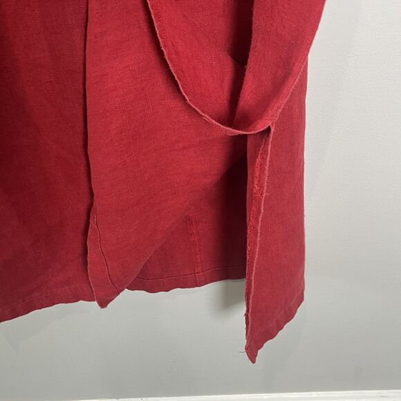 Vintage Studio Ease Dress Women's 8 Red Linen Butterfly Sleeveless Midi 90s Y2K - Picture 6 of 8